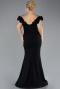 Black Floral Collar Slit Long Plus Size Evening Gown ABU4388