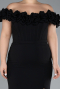 Black Floral Collar Slit Long Plus Size Evening Gown ABU4388