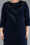 Navy Blue Midi Plus Size Evening Dress ABK1621