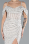 Beige Slit Long Stone Prom Gown ABU4394