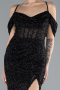 Black Slit Long Stone Prom Gown ABU4394