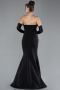 Black Strapless Sleeve Accessories Long Mermaid Prom Dress ABU4398