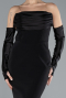 Black Strapless Sleeve Accessories Long Mermaid Prom Dress ABU4398