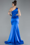 Long Sax Blue Satin Prom Gown ABU4409