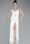 White Long Satin Evening Dress ABU2844