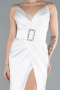 White Long Satin Evening Dress ABU2844
