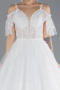 White Guipure Embroidered Long Plus Size Wedding Dress ABG043