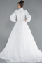 White Long Sleeve Beaded Hijab Chiffon Wedding Dress ABG051