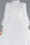 White Long Sleeve Beaded Hijab Chiffon Wedding Dress ABG051