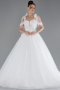 White Laced Long Princess Model Glitter Wedding Dress ABG056