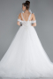 White Laced Long Princess Model Glitter Wedding Dress ABG056
