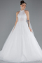 White Halter Neck Silvery Long Princess Model Wedding Dress ABG053