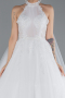 White Halter Neck Silvery Long Princess Model Wedding Dress ABG053