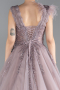 Rose Colored Sleeveless Stoned Long Haute Couture Dress ABU4433
