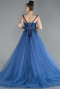 Indigo Sleeveless Stoned Long Haute Couture Dress ABU4435