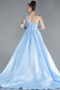 Blue Strappy Beaded Long Princess Haute Couture Dress ABU4438