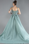 Mint Sleeveless Embroidered Long Haute Couture Dress ABU4447