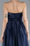 Navy Blue Strapless Slit Long Satin Prom Gown ABU4522