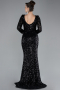 Black Long Sleeve Slit Sequined Evening Gown ABU4512