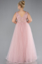Powder Color Long Plus Size Engagement Dress ABU3719