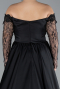 Black Laced Long Sleeve Slit Satin Plus Size Evening Dress ABU4348
