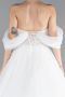 White Boat Neck Stoned Long Princess Plus Size Wedding Dress ABG104