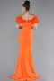Orange Boat Neck Slit Long Evening Dress ABU4080