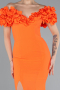 Orange Boat Neck Slit Long Evening Dress ABU4080