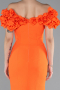 Orange Boat Neck Slit Long Evening Dress ABU4080