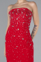 Red Strapless Stone Midi Cocktail Dress ABK2211