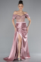 Powder Color Long Satin Evening Dress ABU6140