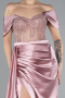 Powder Color Long Satin Evening Dress ABU6140