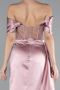 Powder Color Long Satin Evening Dress ABU6140