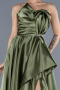 Olive Drab Strapless Slit Long Satin Prom Dress ABU4561