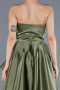 Olive Drab Strapless Slit Long Satin Prom Dress ABU4561