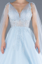 Blue Sleeveless Stoned Long Plus Size Haute Couture Dress ABU4454