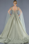 Mint Sleeveless Stoned Long Plus Size Haute Couture Dress ABU4454