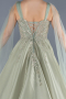 Mint Sleeveless Stoned Long Plus Size Haute Couture Dress ABU4454