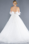 White Boat Neck Floral Embroidered Plus Size Wedding Dress ABG102