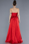 Red Stoned Strapless Long Taffeta Evening Gown ABU4579