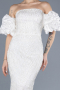 Long White Beaded Evening Dress ABU4616