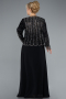 Long Black Chiffon Plus Size Evening Gown ABU4629