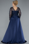 Long Navy Blue Satin Plus Size Wedding Dress ABU4639