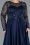 Long Navy Blue Satin Plus Size Wedding Dress ABU4639