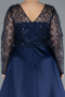 Long Navy Blue Satin Plus Size Wedding Dress ABU4639