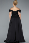 Black Long Satin Plus Size Evening Dress ABU4576