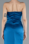 Long Oil Blue Satin Prom Gown ABU4663