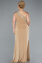 Gold One Shoulder Slit Glittered Long Plus Size Prom Dress ABU4601