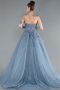 Dusty Blue Strapless Dantelle Plus Size Haute Couture Dress ABU4453