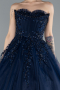 Navy Blue Strapless Dantelle Plus Size Haute Couture Dress ABU4453
